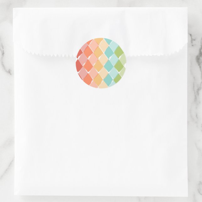 Sommer lebhafte Farben Muster Diamanten Kinder Runder Aufkleber (Tasche)