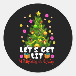 Sommer Lets Get Lit Weihnachten Im Juli Tropisches Runder Aufkleber