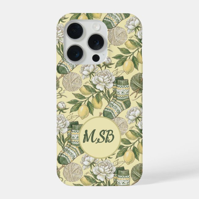 Sommer-Limonen-Stricken iPhone 15 Pro Hülle (Rückseite)