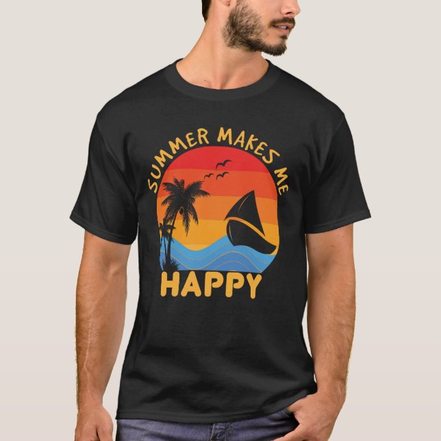 Sommer macht mich glücklich, Cool Strand Urlaub Kr T-Shirt (Vorderseite)