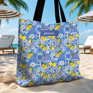 Sommer-Majolika-blaue sizilianische Zitrusfrüchte Tasche