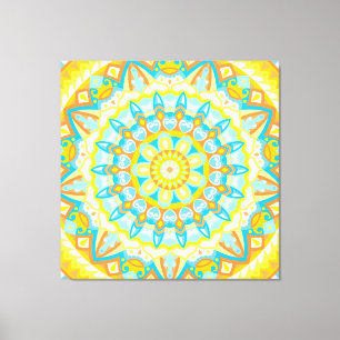 Sommer-Mandala-Kunst Gelb Orange Boho Hell Leinwanddruck