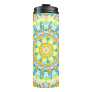 Sommer Mandala Reise Hellgelb Orange Boho Thermosbecher
