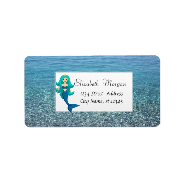 Sommer, Meer, Ozean, Meerjungfrau Adressaufkleber (Vorne)