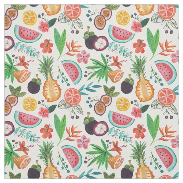 Sommer mit tropischen Früchten | Stoff (Muster)
