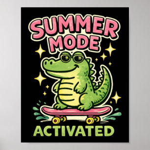Sommer-Modus Aktiviert Niedlicher Alligator-Kunst Poster