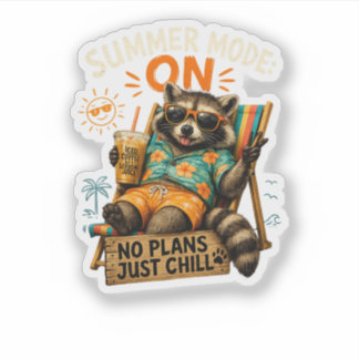 Sommer-Modus AN – Keine Pläne, einfach chillen 🦝☕ Aufkleber