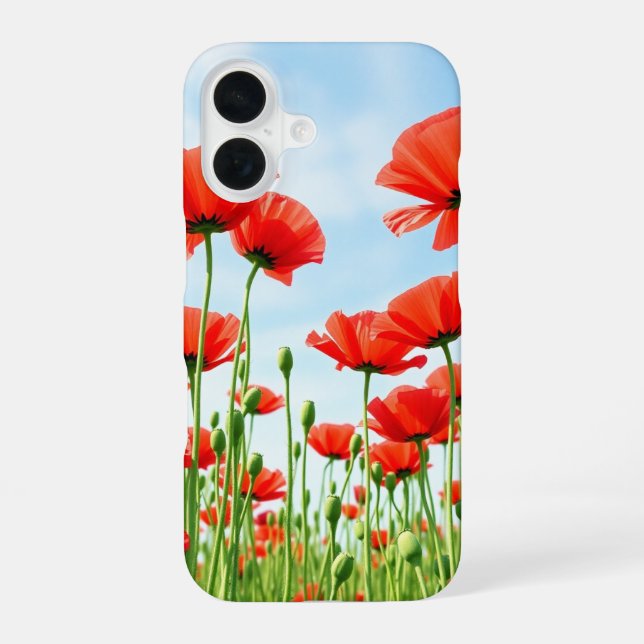 Sommer-Mohnblumen iPhone 16 Hülle (Rückseite)