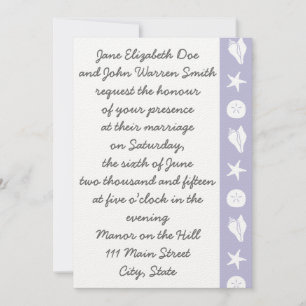 Sommer-Muscheln in Lavender Hochzeitseinladung Einladung