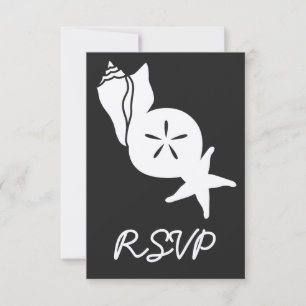 Sommer-Muscheln in Schwarz RSVP-Karte RSVP Karte