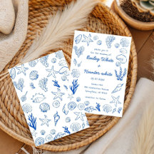 Sommer-Muscheln Rahmen Strandhochzeit Blau
