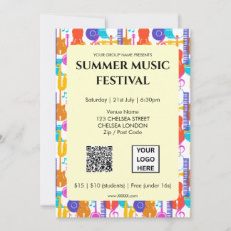 Sommer-Musikfestival QR-Code und Logo Einladung