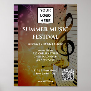 Sommer-Musikfestival QR-Code und Logo Poster