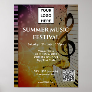 Sommer-Musikfestival QR-Code und Logo Poster