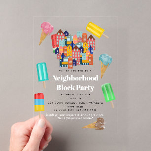 Sommer-Nachbarschafts-Grillfest-Blockparty Acryleinladungen