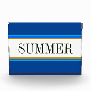 SOMMER Nautical Blue White Brown Racing Streifen Fotoblock