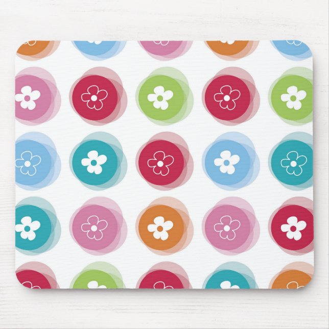 Sommer Niedliche Dämmerung Blume Fuzzy Dots Farbli Mousepad (Vorne)