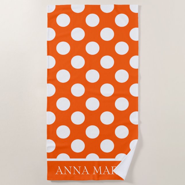 Sommer orange und weißer Polka-Punkt Strandtuch (Vorderseite)