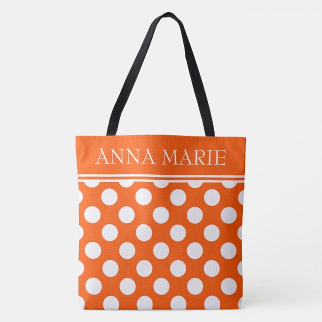 Sommer orange und weißer Polka-Punkt Tasche (Vorderseite)