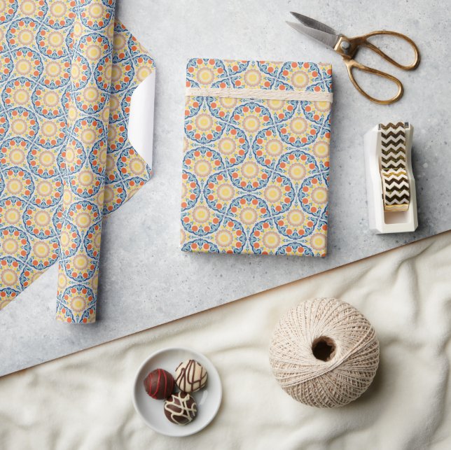 Sommer-Orangen und Zitronen Kunst-Déco Fans Geschenkpapier (Kunsthandwerk)