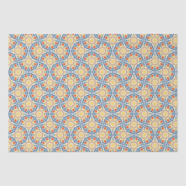 Sommer-Orangen und Zitronen Kunst-Déco Fans Seidenpapier (Vorderseite)