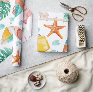 Sommer Outdoor Aquarell Camping Strand Geschenkpapier