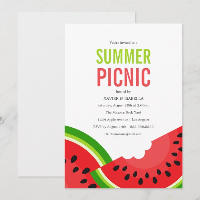 Sommer-Party Einladung der Wassermelone-| (Vorne/Hinten)