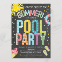 Sommer-Party-Pool-Party-Schulheraus Einladung