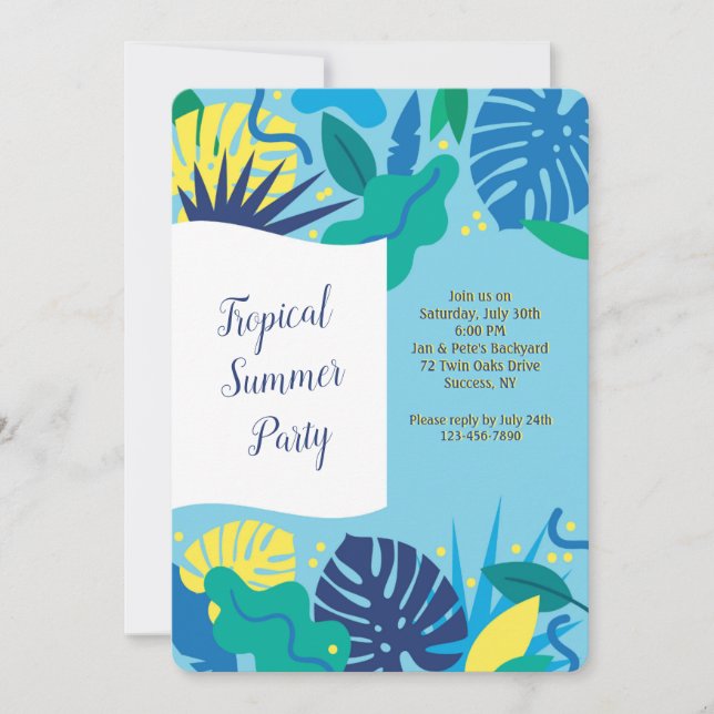 Sommer-Party-tropische Einladung (Vorderseite)