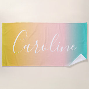 Sommer-Pastell-Verlauf   Personalisierter Schriftn Strandtuch