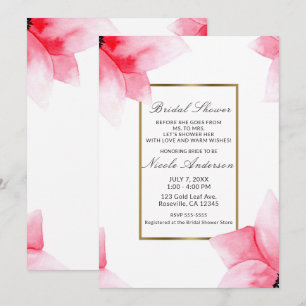 Sommer-Pfirsich-Korallen-Aquarell-Blumen-Brautpart Einladung