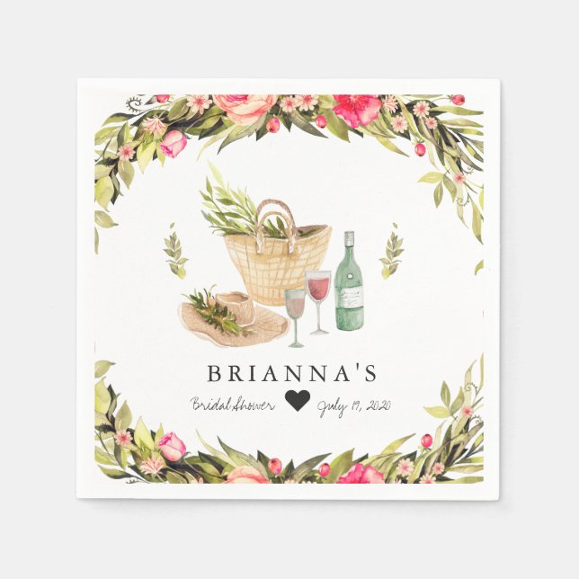 Sommer-Picknick-Aquarell-Blumenmuster Serviette (Vorderseite)
