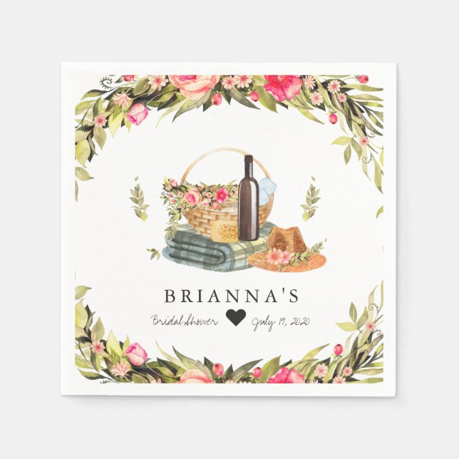 Sommer-Picknick-Aquarell-Blumenmuster Serviette (Vorderseite)