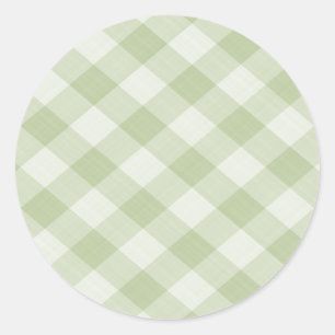 Sommer-Picknick-Gingham-karierte Tischdecke: Grün Runder Aufkleber