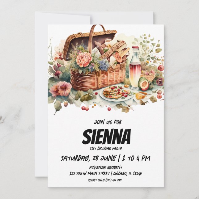 Sommer-Picnic-Landblick Einladung (Vorderseite)