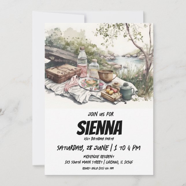 Sommer-Picnic-Wasserstromansicht Einladung (Vorderseite)