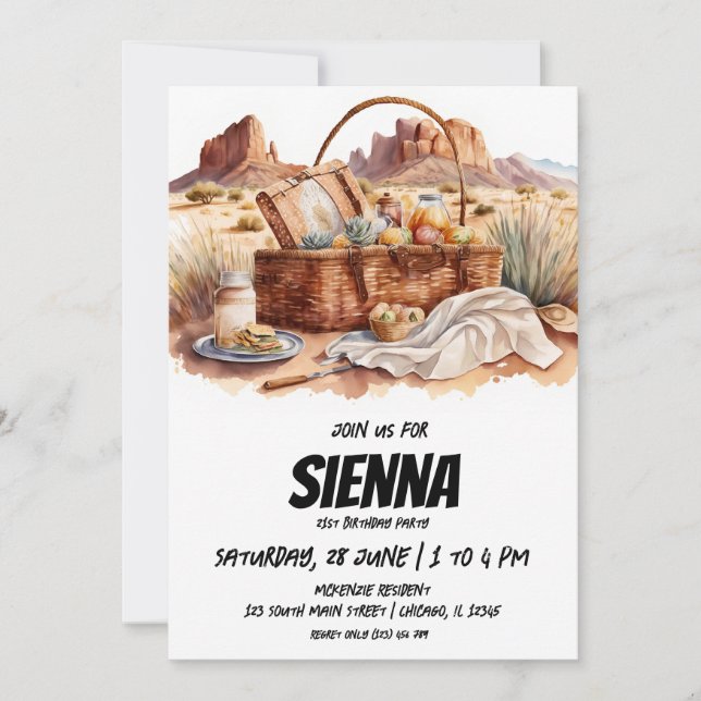 Sommer Picnic Wüste Aussicht Einladung (Vorderseite)