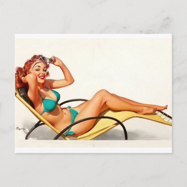 Sommer Pin-Up Postkarte (Vorderseite)