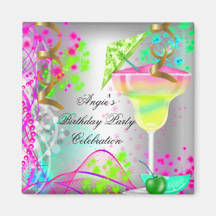Sommer-Pink-Geburtstagsfeier Farbiger Cocktail Magnet