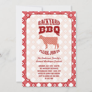 Sommer-Plaid-Hinterhof-Barbecue-Party BBQ Einladung