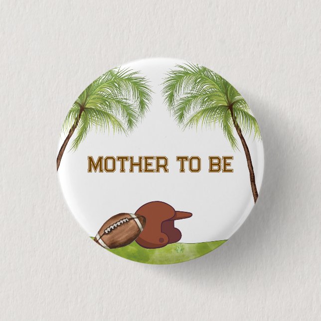 Sommer-Plam-Fußball-Baby-Party für werdende Mutter Button (Vorderseite)