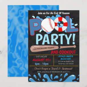 Sommer-Pool-Baseball-Party-Einladung Einladung