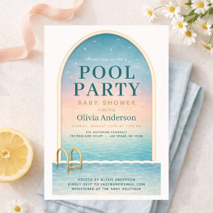 Sommer-Poolparty-Baby-Shower Einladung