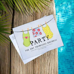 Sommer-Poolparty Bunte Badeanzüge Postkarte
