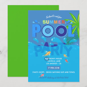 Sommer-Poolparty-Einladung: Schule aus! Einladung