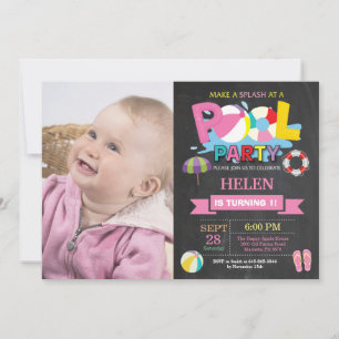 Sommer-Poolparty-Einladung Splish Splash Mädchen Einladung
