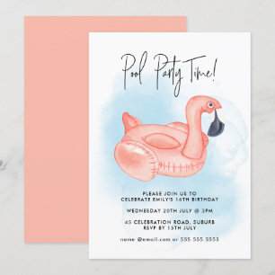 Sommer-Poolparty-Flamingo-Birthday für jedes Alter Einladung