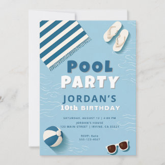 Sommer-Poolparty-Geburtstagseinladung Einladung