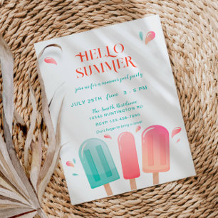 Sommer-Poolparty-Hinterhof-Grillparty  Einladung