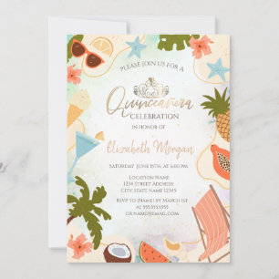 Sommer-Poolparty-Quinceañera Einladung